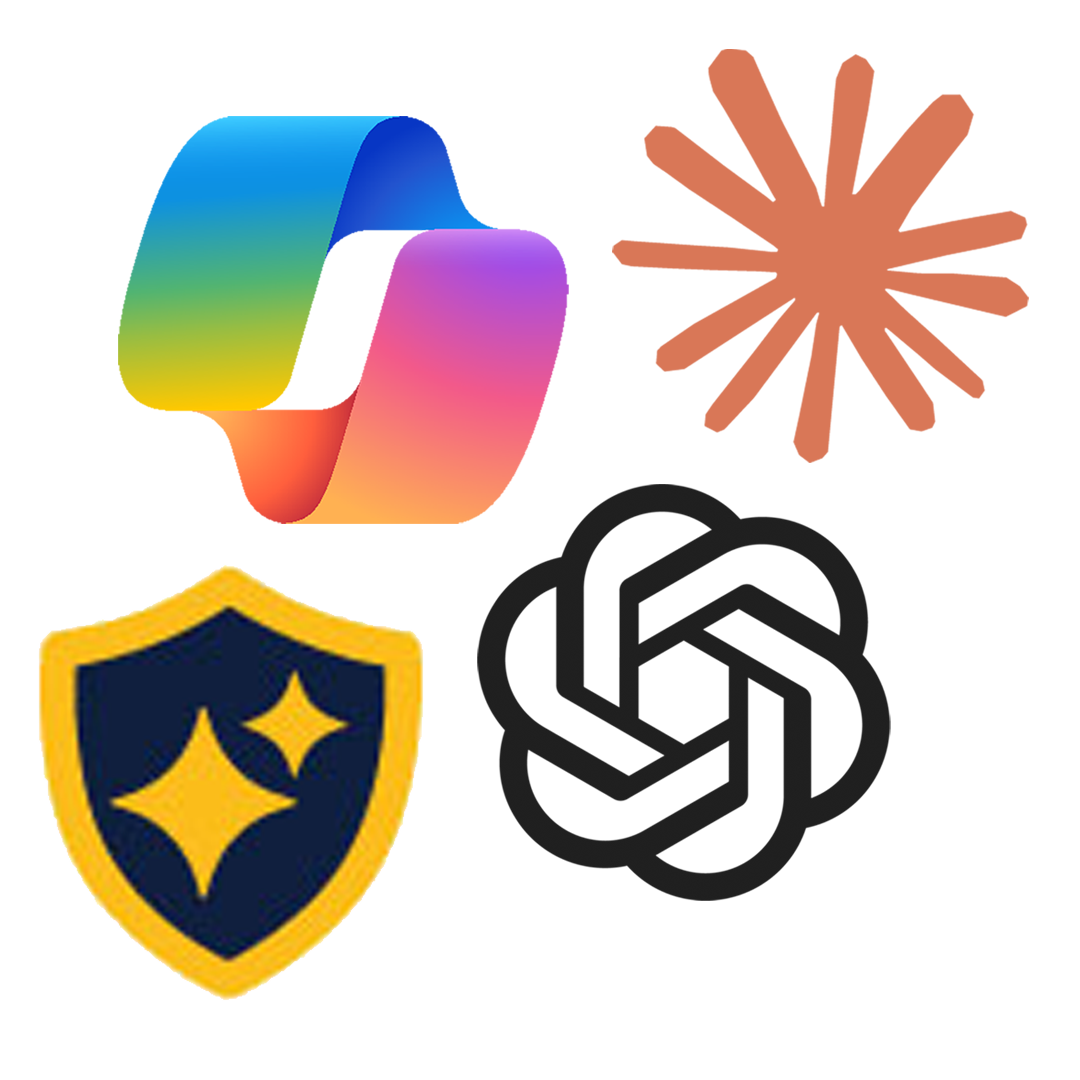 Group of logos of available AI offierings. Copilot, ChatGPT, Claude, Spartan AI.